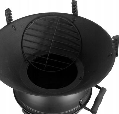 Grill oborri Fire Pit, gize dhe çelik, i lëvizshëm, i zi