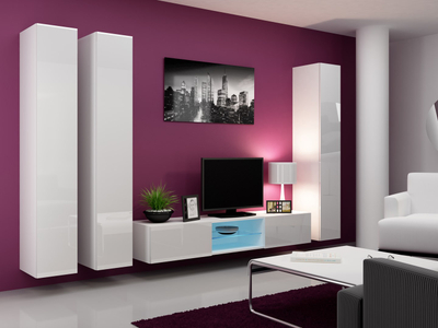 Dolap i varur Cama VIGO 180, 180x40x30 cm, MDF, i bardhë me shkëlqim
