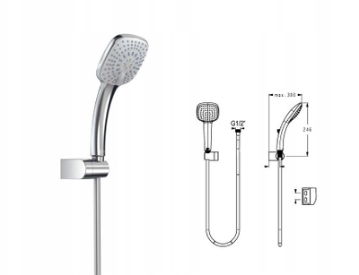 Bатерија за туш Ideal Standard Tesi A6586AA, сет за ѕидна монтажа, розета 163x163mm, хром