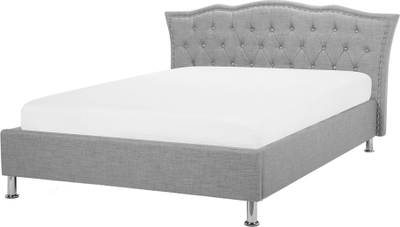 Shtrat dopio Eu Double Bed, 140cm, tapiceri me butona kristal, gri