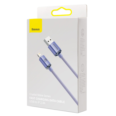 Kabllo USB Baseus Crystal Shine, USB A në Lightning, 2 m, 2.4A, blu