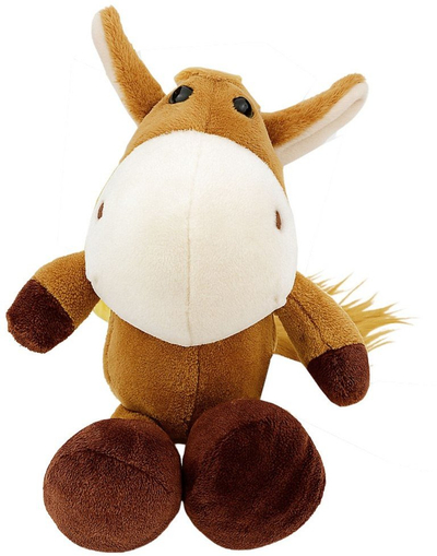 Lodër pelushi Plushi Mascot Cuddly Horse, 23 x 12 cm, me kupë thithëse, ngjyrë kafe