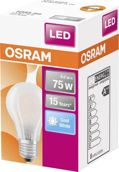 Llambë LED Osram Classic A75, E27, 8W 4000K, e bardhë e ftohtë