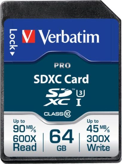 Kartë memorie Verbatim Pro SDXC, 64GB, Class 10 U3, blu