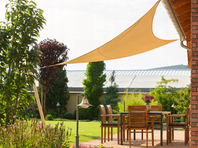 Çadër dielli HOBBYGARDEN Sun Shade Sail, trekëndore 3x4x5 m, për tarracë dhe kopsht, bezhë