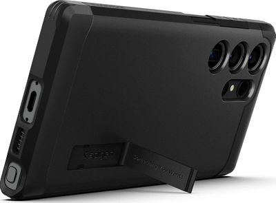 Mbulesë telefoni Spigen Tough Armor për Samsung Galaxy S23 Ultra, me mbajtëse, e zezë