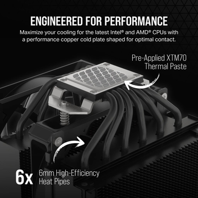 Ладилник за процесор CORSAIR A115 Twin Tower Air, два вентилатори, компатибилен со AMD Intel, црн