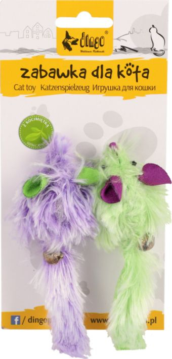 Lodër për mace Dingo Disco Mice, set me 2 copë, me catnip, shumëngjyrëshe
