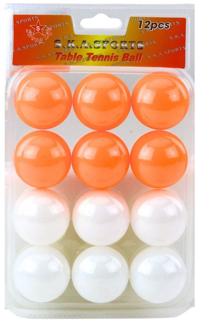 Toptha ping pong Sport, set 12 copë, të bardhë dhe portokalli