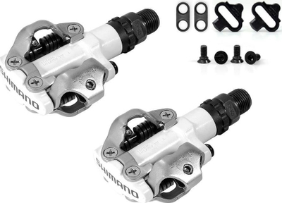 Pedale biçiklete Shimano M520 SPD MTB, çelik Cromoly, me kleça, të bardha