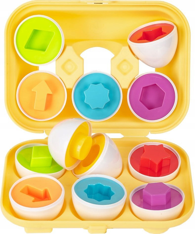 Lodër edukative Norimpex Eggs, 6 vezë plastike, për mësu formash dhe ngjyrash, shumëngjyrëshe