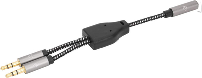 Kabllo adapter për kufje Ugreen, 3.5 mm audio edhe mikrofon, ndarës Y, ngjyrë e zezë me argjend