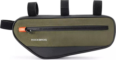 Çantë për kornizën e biçikletës Rockbros, 1.7L, që s’e kap uji, jeshile me të zezë