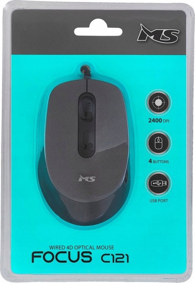 Maus me kabllo MS Focus C121, 2400 DPI, USB, gri