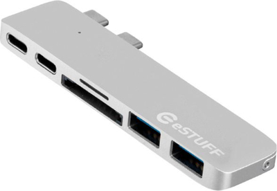Hub USB C ESTUFF Allure Thunderbolt 3 All in One Pro F, 5K, për MacBook Pro, ngjyrë argjendi
