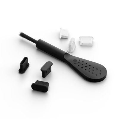 Set tapa porti USB C me furçë Mobile Origin CL1, për iPhone dhe Android, i zi dhe transparent