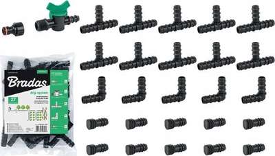 Set aksesorësh për linjë pikimi, 16mm, 27 pjesë, i zi