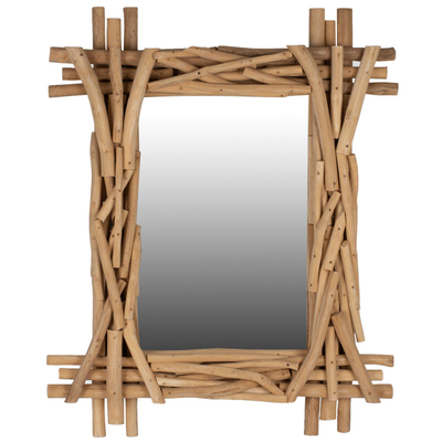 Pasqyrë druri teak dega natyrale 100×80 cm (FB99372)