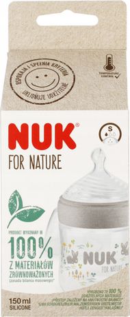 Biberoi NUK For Nature, 150 ml, silikoni, i bardhë