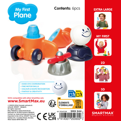 Lodër magnetike Smartmax My First Plane, aeroplan ndërtues, shumëngjyrëshe