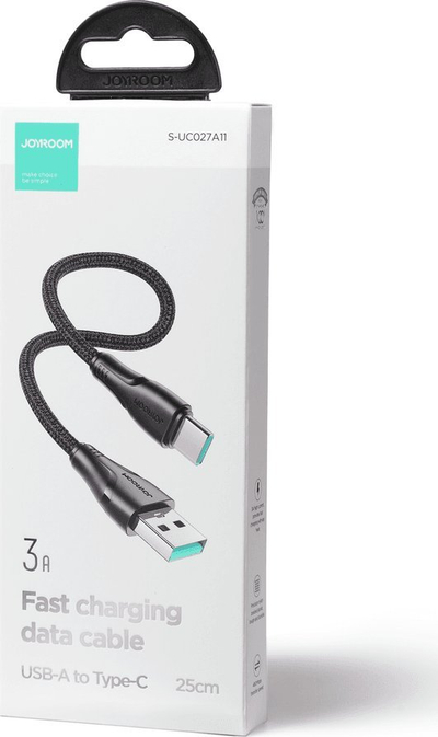 Kabllo USB Joyroom JYR696, USB C në Lightning, 0.25 m, e zezë