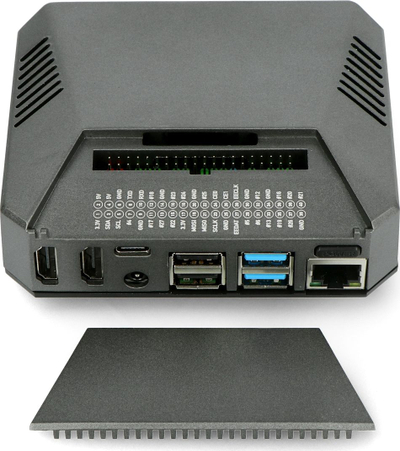 Kuti Argon40 Argon One V2 për Raspberry Pi 4B, alumini, gri