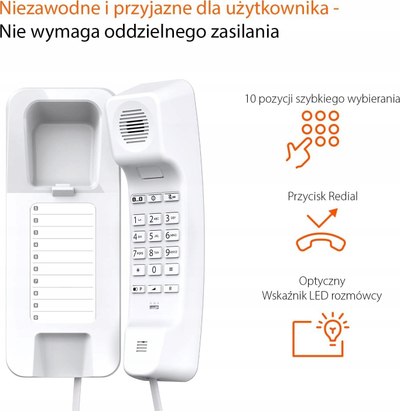 Telefon fiks Gigaset DESK 200, analog, me LED, i bardhë