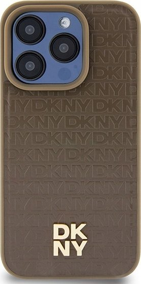Маска за телефон DKNY DKHMP14LPSHRPSW за iPhone 14 Pro 6.1", тврдa маска од еко кожа, MagSafe, кафеава