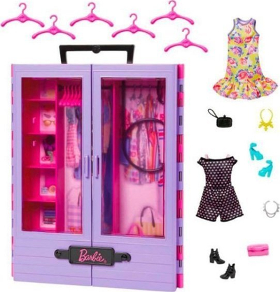 Garderobë lodër Barbie Fashionistas Ultimate Closet, me varëse dhe raft palosës, shumëngjyrëshe