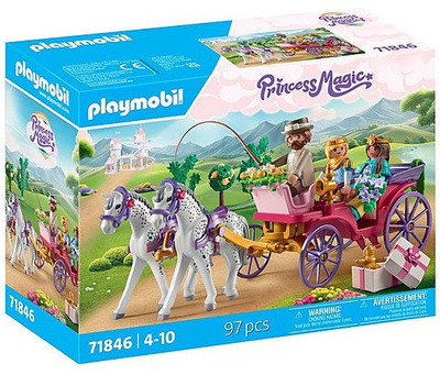 Сет игри Playmobil Кочијаш и Благородна двојка, фигура принц и принцеза, кочија со коњи, шарен