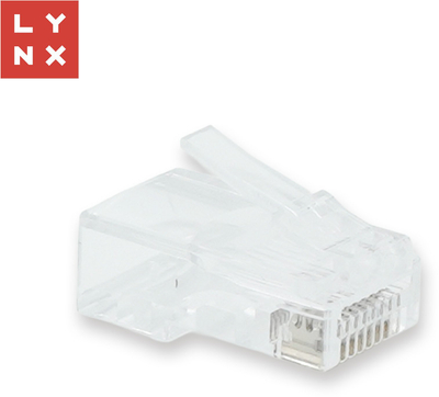 Konektor rrjeti LYNX RJ45 Cat5e, 30µ, paketim 100 copë, transparent