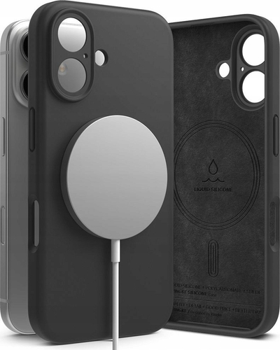 Kapak telefoni Ringke Silicone Magnetic, MagSafe për iPhone 16, silikoni, i zi