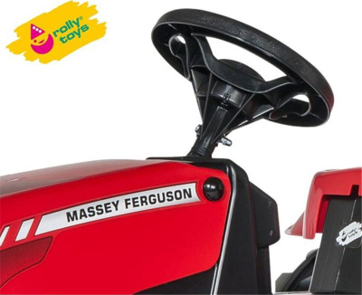 Traktor lodër me pedale Rolly Toys Massey Ferguson me rimorkio, për kalama 2.5 vjeç, i kuq