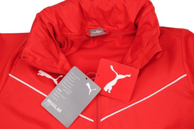 Jaketë për kalamaj Puma teamRISE All Weather Jr, kundër shiut, me kapuç, e kuqe