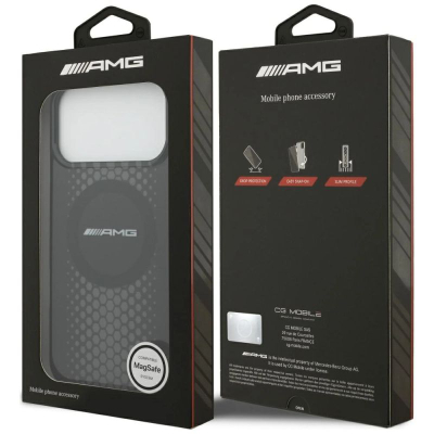 Mbrojtëse telefoni Mercedes AMG Double Layer MagSafe për iPhone 17 Pro Max, transparente, e zezë