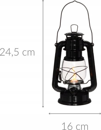 Dritë kampingu 4Living, LED, 24.5 cm, e zezë