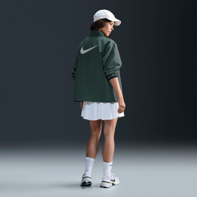 Jakne Nike Sportswear Essential Coaches për femra, oversize, mbrojtje UV, e gjelbër