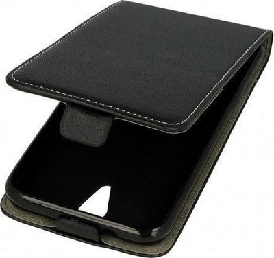 Këllëf telefoni Slim Flexi për Samsung Galaxy A70s, flip vertikal, lëkurë eko, i zi