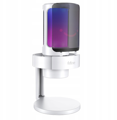 Mikrofon studio Fifine A8 RGB, USB, për streaming, i bardhë