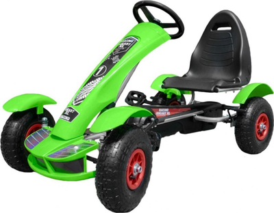 Гокарт со педали Racing XL, пневматски гуми, 50 kg, зелен