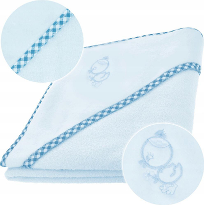Peshqir bebe me kapuç Bocioland Bath Cover, pambuk 100%, 80 x 80 cm, blu