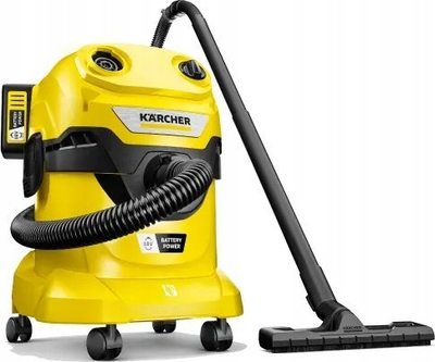 Fshesë me ujë dhe pluhur Kärcher WD 4-18 Dual Battery Set, 20L, pa kabllo, e verdhë