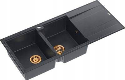 Lavabo kuzhine GranitQ EVAN 121, 2 pjata, 1160x500x210 mm, Black Diamond me elemente bakri
