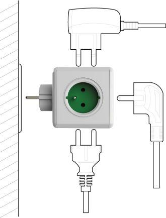 Allocacoc PowerCube Original Type E Продолжеток за Напојување, Црвена