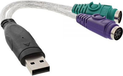 Adapter USB në PS/2 x2 InLine 33386, për tastjerë dhe maus, i bardhë