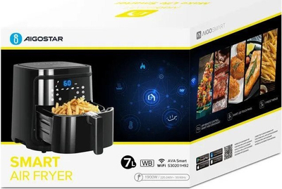 Fritezë me ajër Aigostar AVA, 7L, 1900W, me WiFi, e zezë
