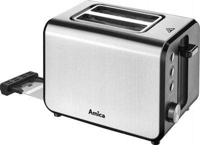 Toaster Amica TM3030, 950W, 2 feta, inox argjendtë e zi