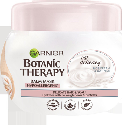 Maskë flokësh Garnier Botanic Therapy Oat Delicacy, hipoalergjike, për flokë dhe skalp të hollë e delikat, 300 ml