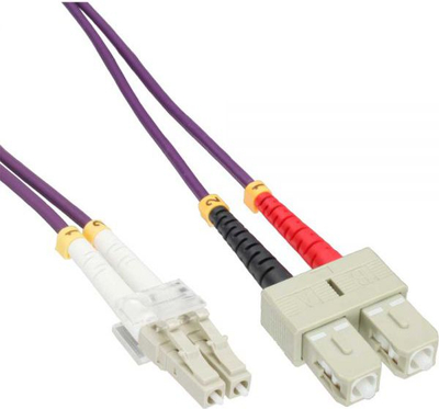 Kabllo optike InLine Patchcord LC në SC, OM4 50/125µm, 1m, jeshile