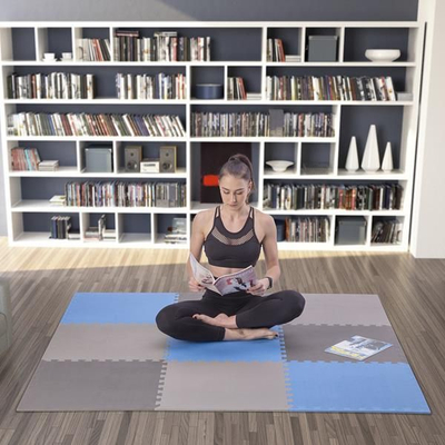 Подлога за вежбање One Fitness puzzle, 9 парчиња, сина/сива